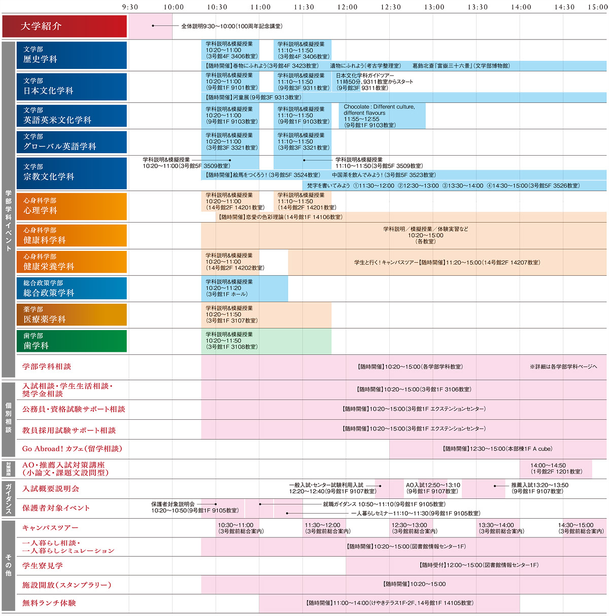 日進キャンパス スケジュール